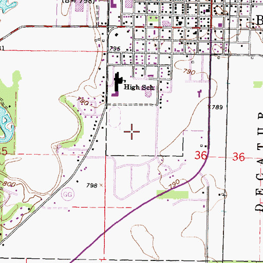 Topographic Map of Brodhead High School, WI