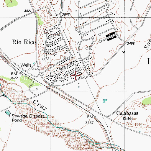 Topographic Map of Calabasas, AZ