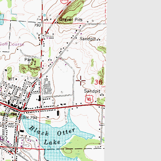 Topographic Map of Hortonville Middle School, WI