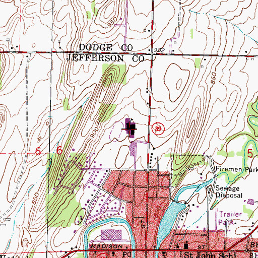 Topographic Map of Waterloo Middle School, WI