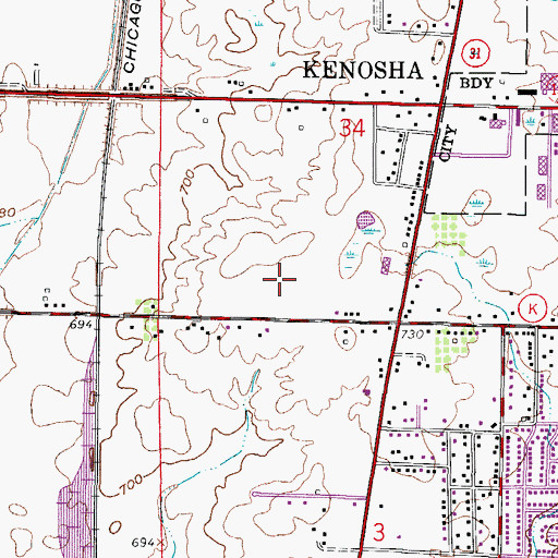 Topographic Map of Indian Trail High School and Academy, WI
