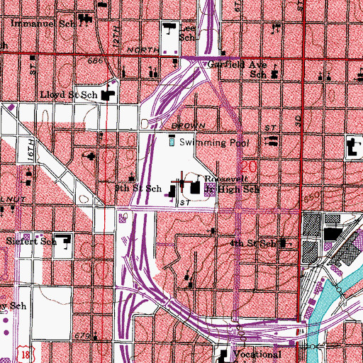 Topographic Map of Alliance High School, WI