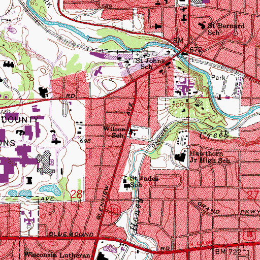 Topographic Map of Wauwatosa STEM School, WI