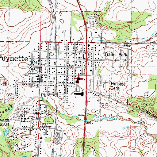 Topographic Map of Poynette Elementary School, WI