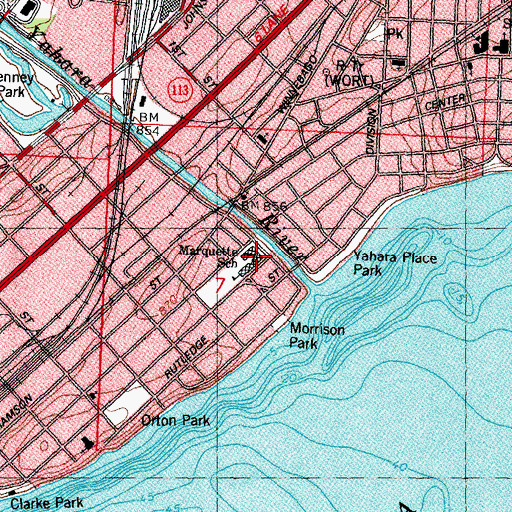 Topographic Map of O'Keeffe Middle School, WI