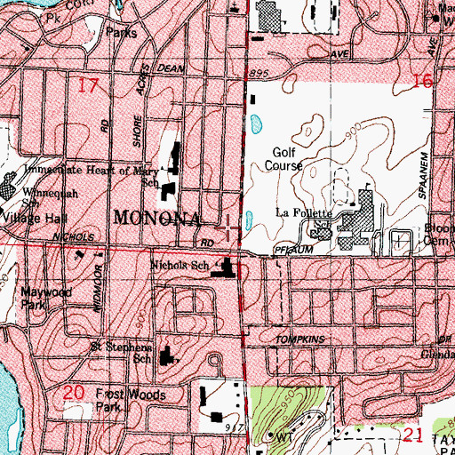 Topographic Map of Monona Grove Alternative High School, WI
