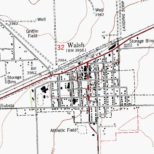 Topographic Map of Walsh Ambulance Service, CO