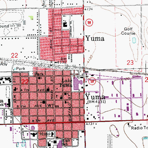 Topographic Map of City of Yuma Ambulance Service, CO