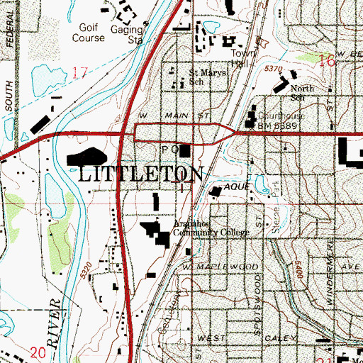 Topographic Map of Columbine Emergency Medical Services, CO