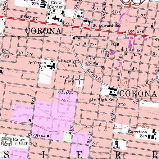Topographic Map of Husteo Park, CA