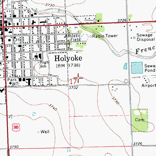 Topographic Map of East Phillips County Ambulance, CO