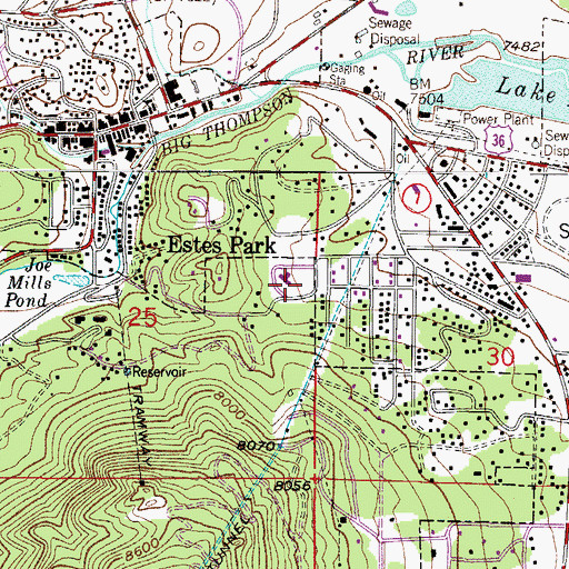 Topographic Map of Estes Park Medical Center Ambulance, CO