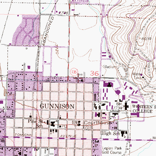 Topographic Map of Gunnison Valley Hospital Emergency Medical Services, CO
