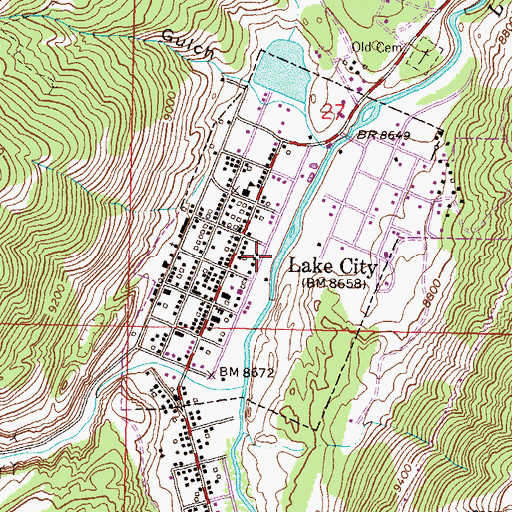Topographic Map of Hinsdale County Emergency Medical Service, CO