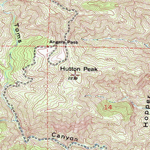 Topographic Map of Hutton Peak, CA