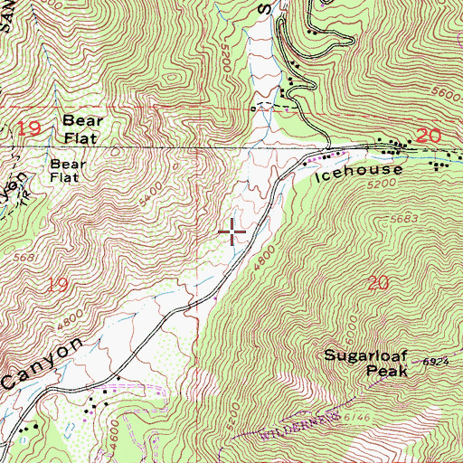 Topographic Map of Icehouse Canyon, CA