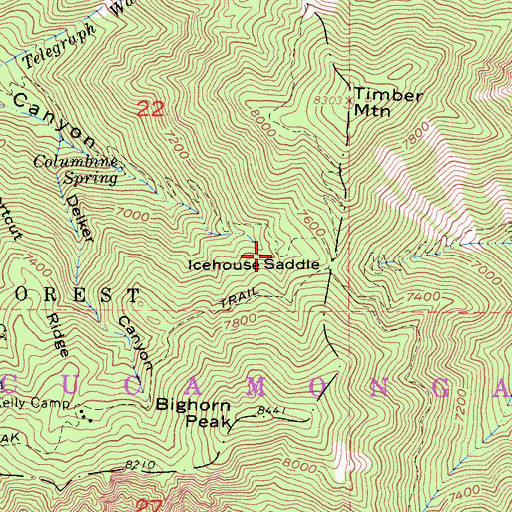 Topographic Map of Icehouse Saddle, CA