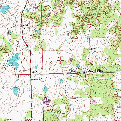 Topographic Map of Bass Aero Airport, OK