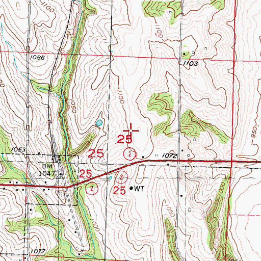 Topographic Map of Hilltop Airport, IA