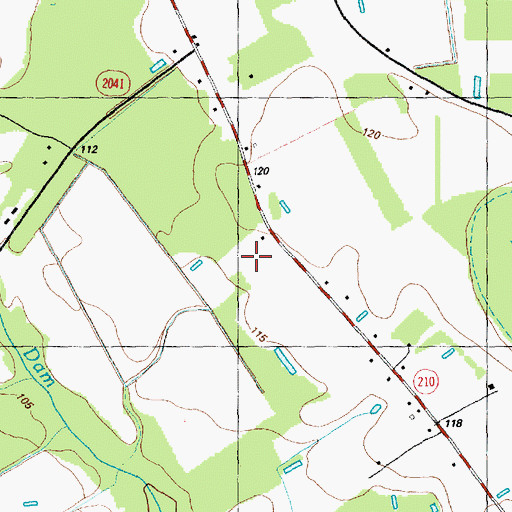 Topographic Map of Brocks Airport, NC