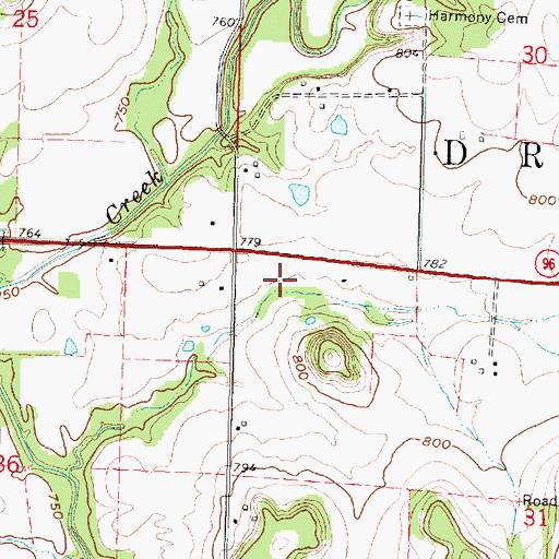 Topographic Map of Harmony Valley Airport, KS