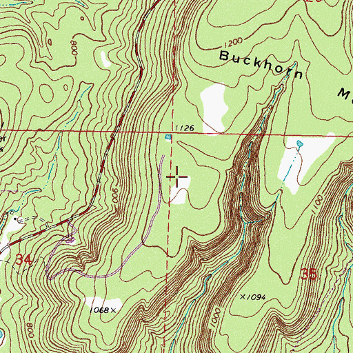 Topographic Map of Snake Creek Wilderness Airport, OK