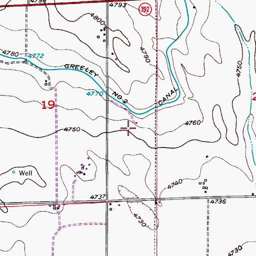 Topographic Map of Highline Farm Airstrip, CO