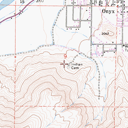 Topographic Map of Indian Cemetery, CA