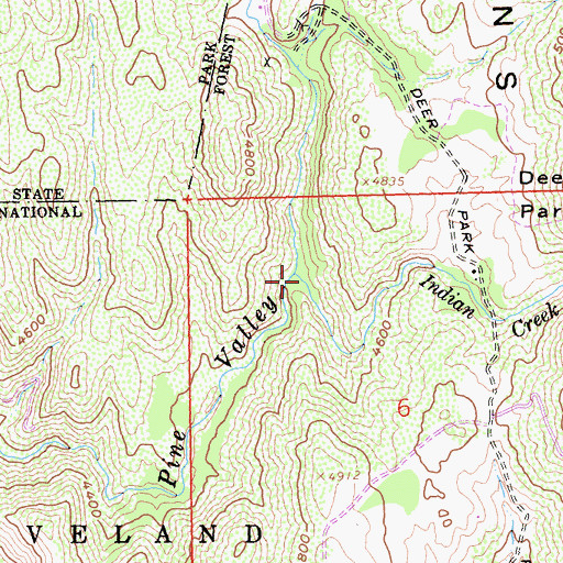 Topographic Map of Indian Creek, CA