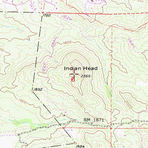 Topographic Map of Indian Head, CA