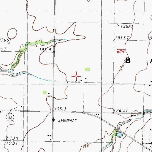 Topographic Map of Shumway International Airport, IL