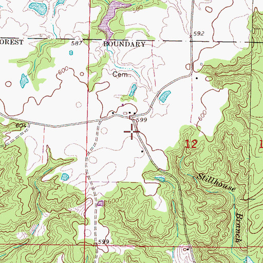 Topographic Map of Nichol Airpark, MS