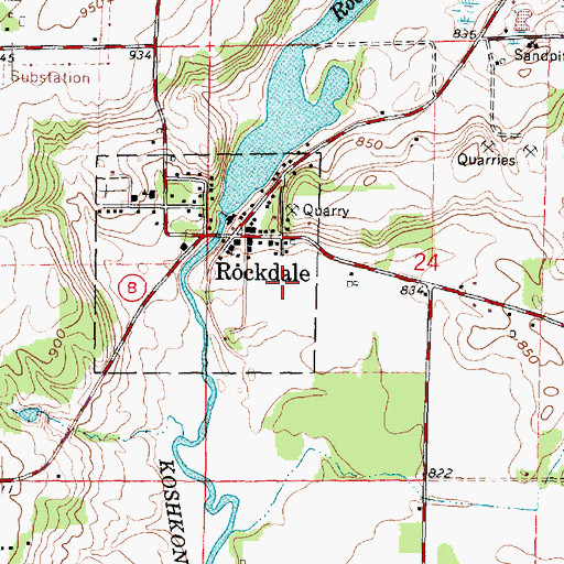 Topographic Map of Rockdale Airport, WI