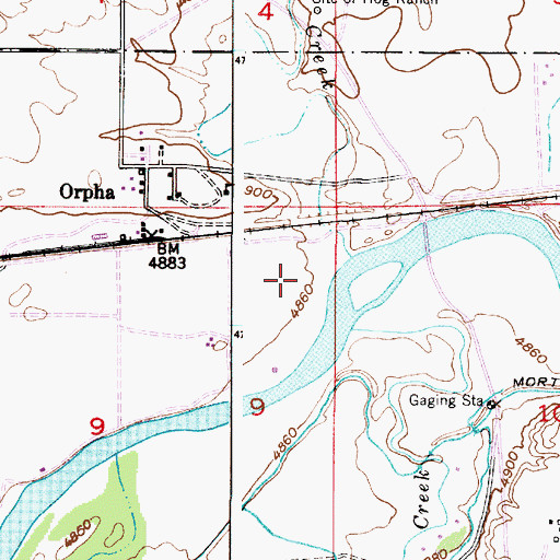 Topographic Map of Underwood Airport, WY