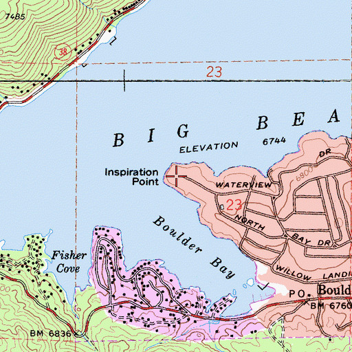 Topographic Map of Inspiration Point, CA