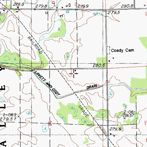 Topographic Map of Coral Airport, MI