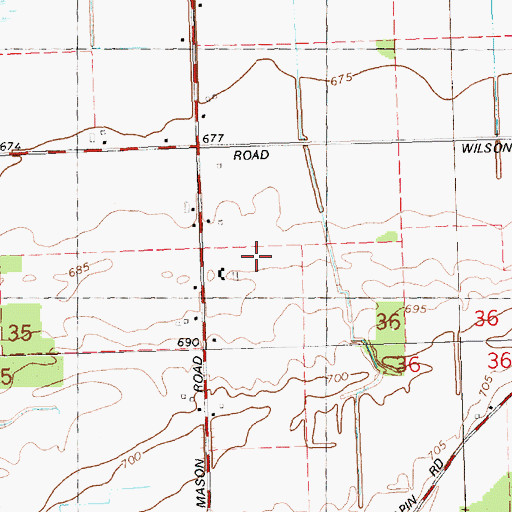 Topographic Map of Shady Lawn Field, MI