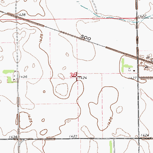 Topographic Map of Anderson Airport, ND
