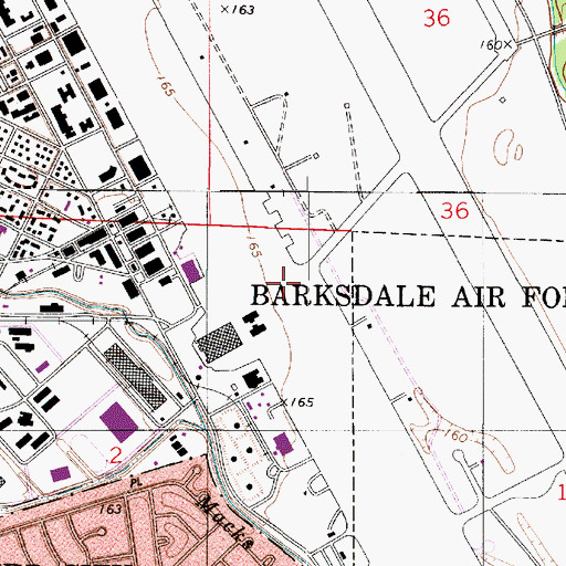 Topographic Map of Barksdale Air Force Base, LA
