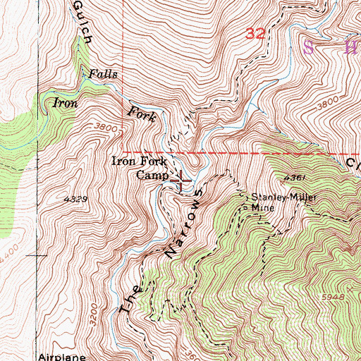 Topographic Map of Iron Fork, CA