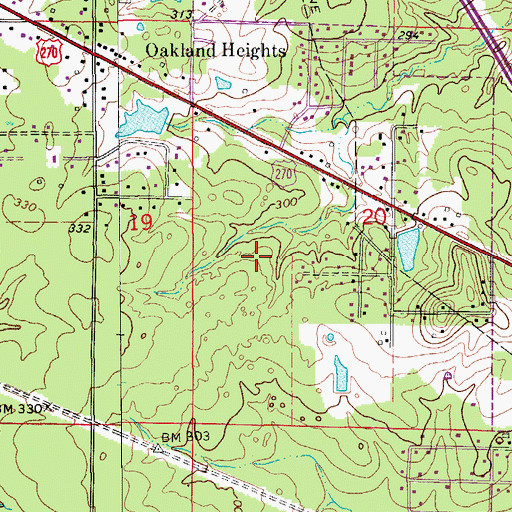 Topographic Map of Hickory Ridge Airport, AR