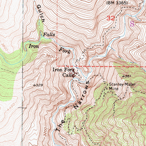 Topographic Map of Iron Fork Camp, CA