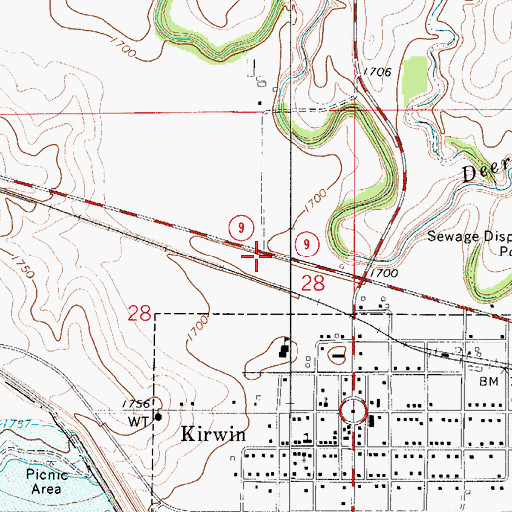 Topographic Map of Wyrill Farming Airport, KS