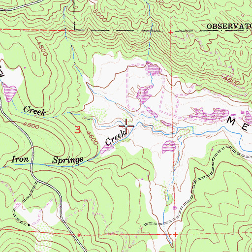 Topographic Map of Iron Springs Creek, CA