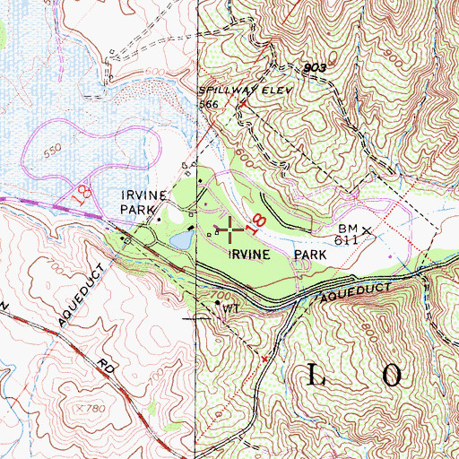 Topographic Map of Irvine Park, CA
