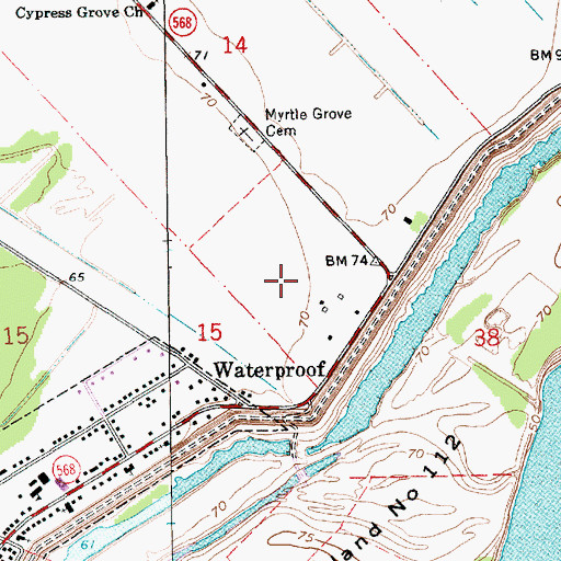Topographic Map of Myrtle Grove Airport, LA