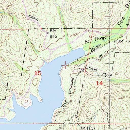 Topographic Map of Isham Creek, CA