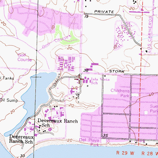 Topographic Map of Isla Vista Elementary School, CA