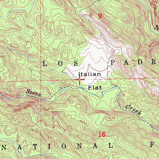 Topographic Map of Italian Flat, CA