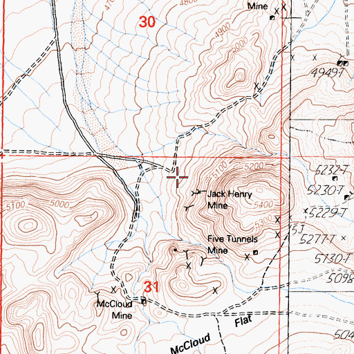 Topographic Map of Jack Henry Mine, CA